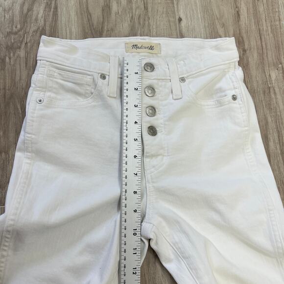 MADEWELL 10" High Rise Skinny Crop White Button-Fly Frayed Hem Jeans Size 24 - Picture 4 of 11